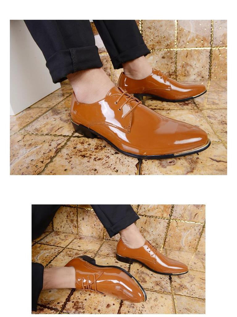 Retro Britse Heren Business Casual Lakleren Veterschoenen, Grote Maat 48