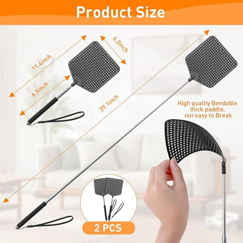 Black Telescopic Fly Swatters Heavy Duty Fly Swatter Flyswatter for Indoor Outdoor Classroom