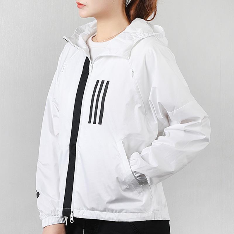 Adidas Sports Casual Hooded Jacket Women Outerwear White FH6665