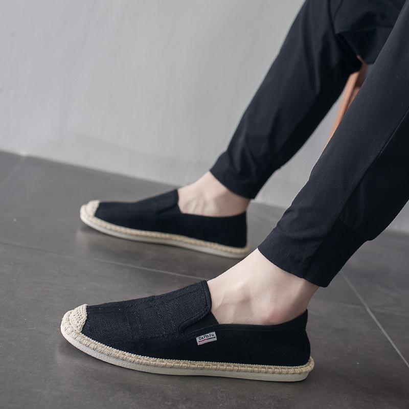 Summer Canvas Shoes Men's Shoes Korean Version Doudou Shoes Trendy Casual One-pedal Lazy Shoes Old Beijing Cloth Shoes