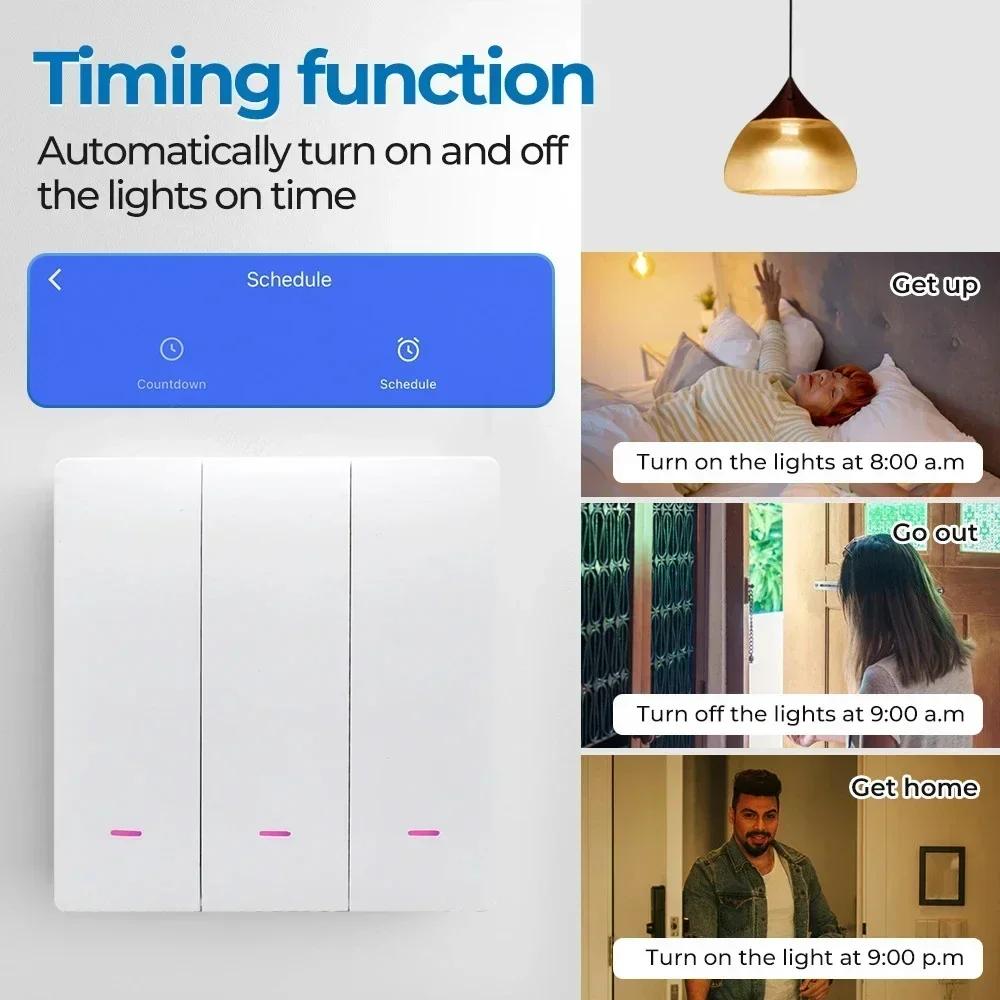 Tuya Smart Wifi Wandschalter Druckknopfsteuerung Ohne/Mit Neutralleiter APP Fernsteuerung Zeitsteuerung Funktioniert mit Alexa Google Home Alice