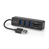 Hub USB - NEDIS - USB 2.0 Hub 3 Ports - Compact - Polyvalent - Lecteur microSD/SD