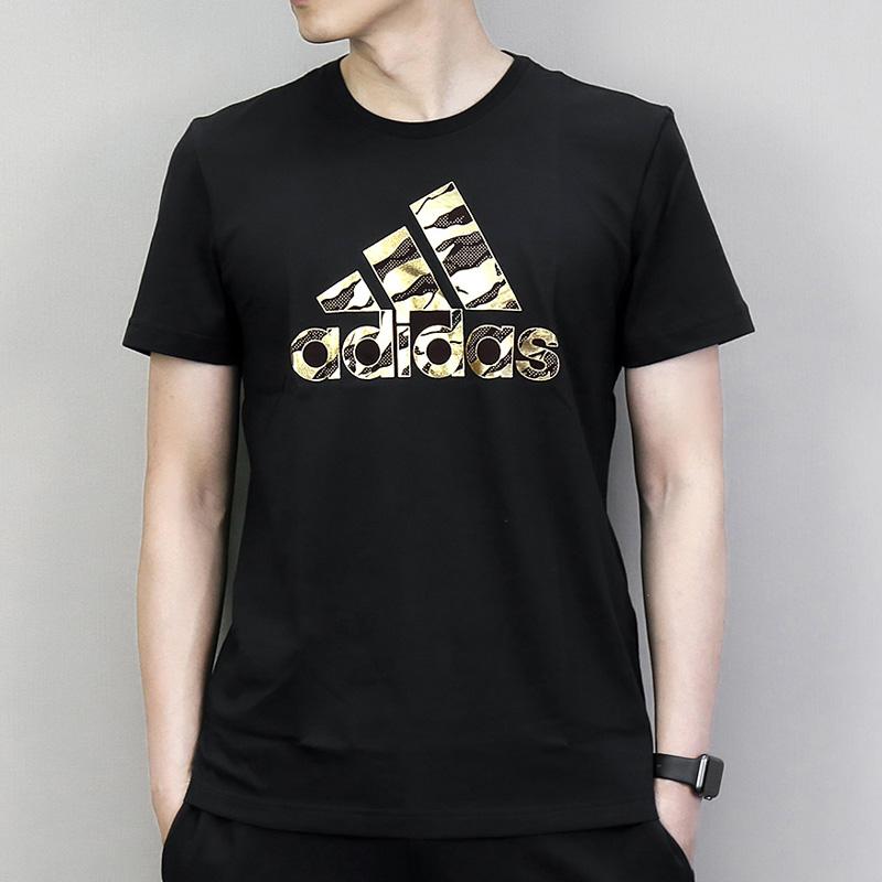 Adidas Bos Foil Camo Round Neck Letter Comfortable Short Sleeve T-Shirt Men T-Shirts Black DI0304