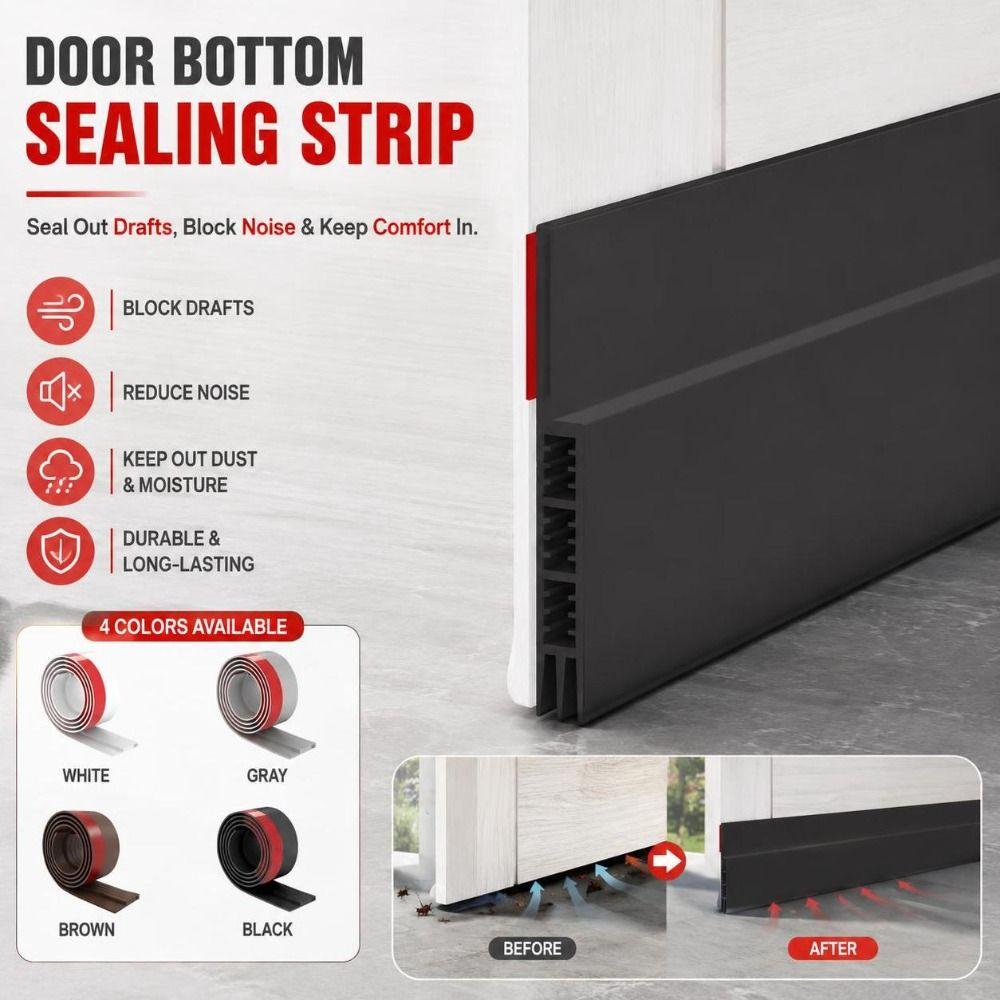 Self-adhesive Door Bottom Sealing Strip Silicone Door Draft Stopper Draught Excluder  Dorm