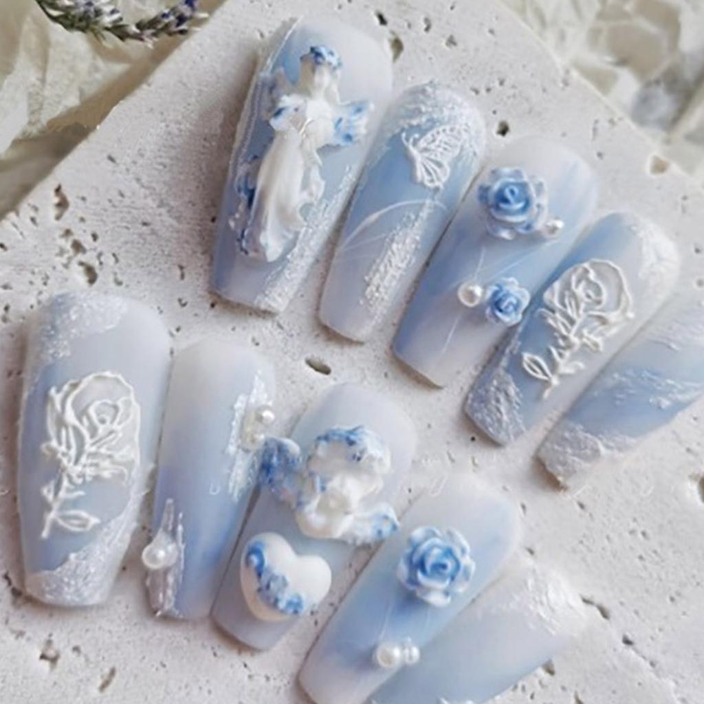 Wiederverwendbare Silikon-Nagelkunstform mit 3D-geschnitztem Engeldesign für DIY-Nagelanhänger und Schmuckherstellungszubehör