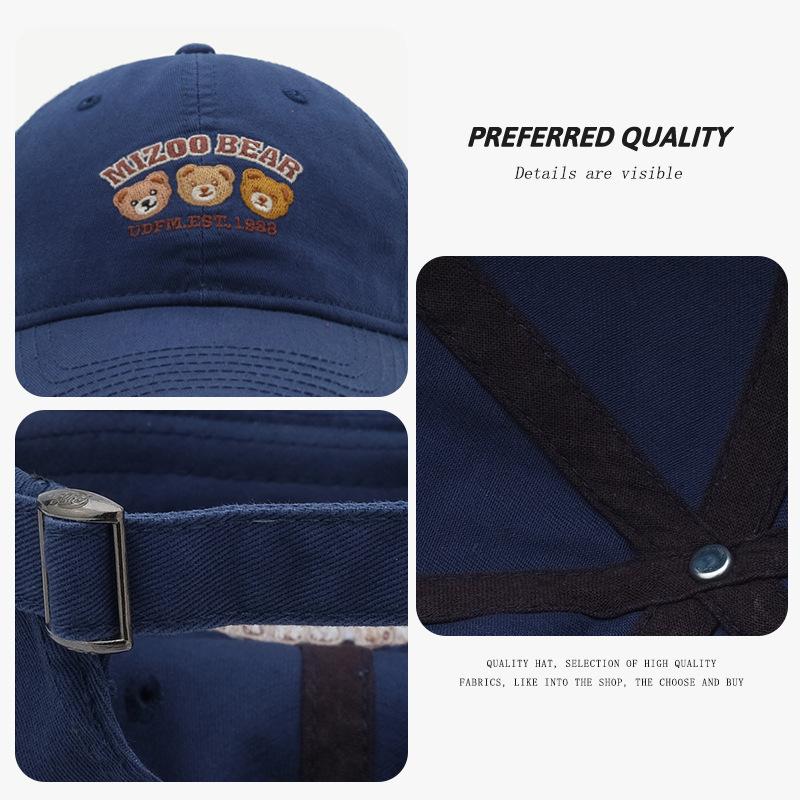 Bear embroidered baseball cap female sweet versatile sports cap, couple student face hat