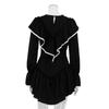 Black Elegant For Women Long Sleeve Slim High Waist Mini Dresses 2024 Summer Folds Splice Ruffle O Neck Dress Femme France Casual Evening Dress Female