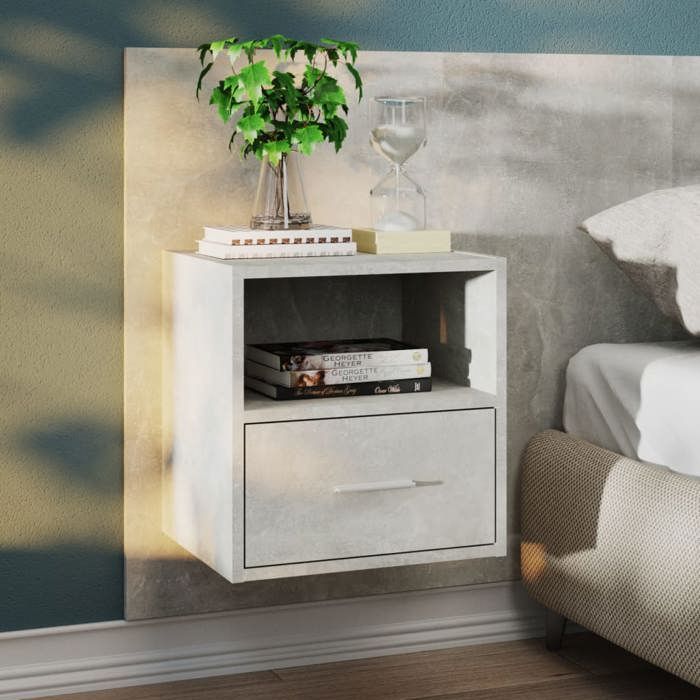 VidaXL Wall-mounted Bedside Table Concrete Grey 811015