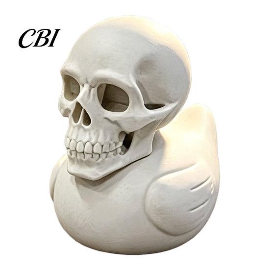 Study Room Desk Accessory 3D Printed Skull Duck Ornament, Gothic Figurine, Creative Office Counter Decorative Piece Halloween Decor for Home