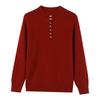 Women's Red Chinese-Style Thick Wool Sweater for Autumn/Winter