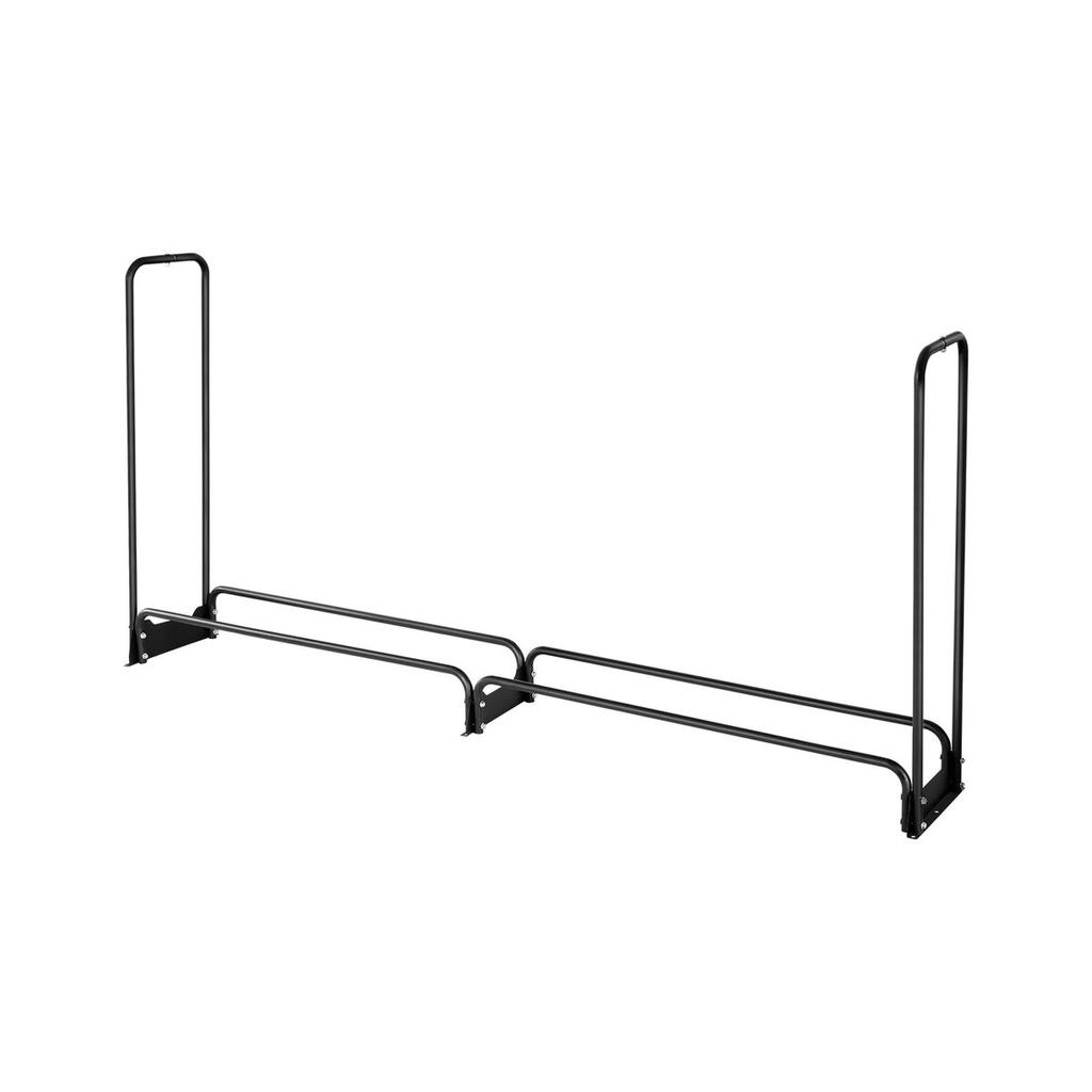 Firewood Rack with Waterproof Cover, 2.57m Outdoor Firewood Holder, 1/2 Cord Storage Metal Log Holder, 299kg Max Weight Capacity, Top Covered,