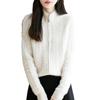Retro Double Zipper Cable Knit Cardigan – 100% Wool, Seven Gauge, Thickened for Autumn/Winter