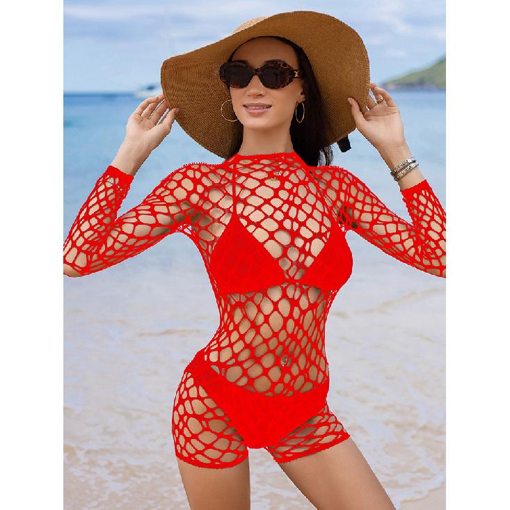 Jumpsuit Pajamas Long Sleeve Sexy European and American Style Sexy Underwear Fishnet Clothes Temptation Hip Skirt Tights See-through