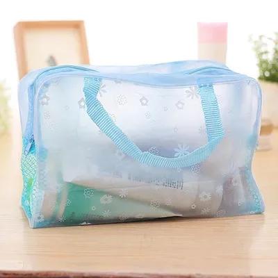 Bolsa de Armazenamento de Cosméticos Impermeável em PVC para Mulheres Floral Transparente Bolsa de Lavar Criativa para Saída de Casa Bolsa de Banho Comprimida
