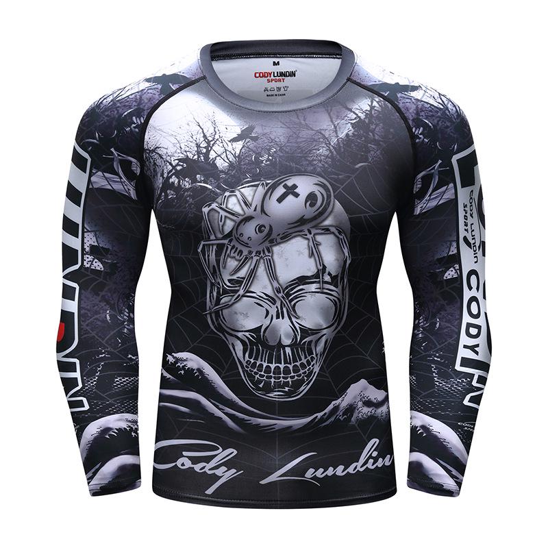 Men's Long Sleeve Elastic Compression Shirt - Anti-Abrasion Jiu-Jitsu Training Body Shaper