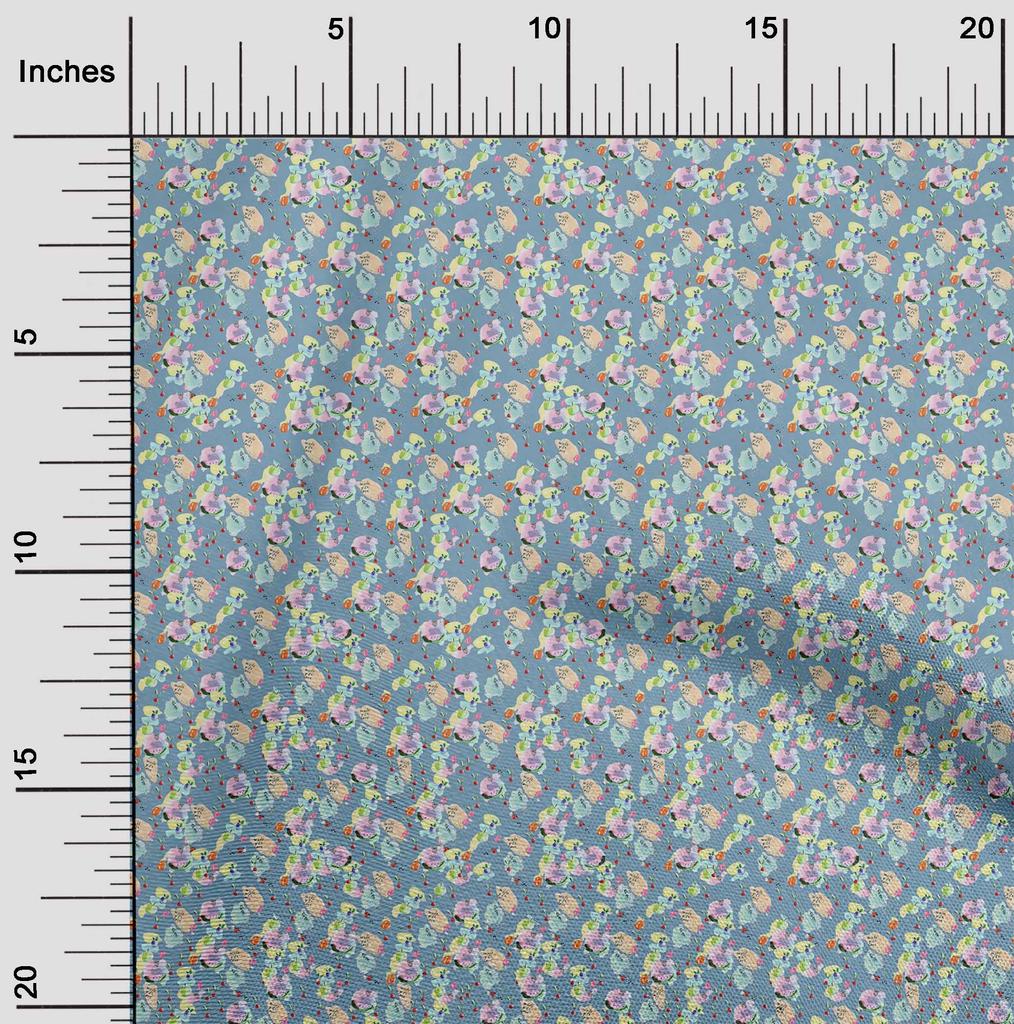 oneOone Cotton Flex Fabric Brush Stroke & Fruits Print Fabric By Yard 40 Inch