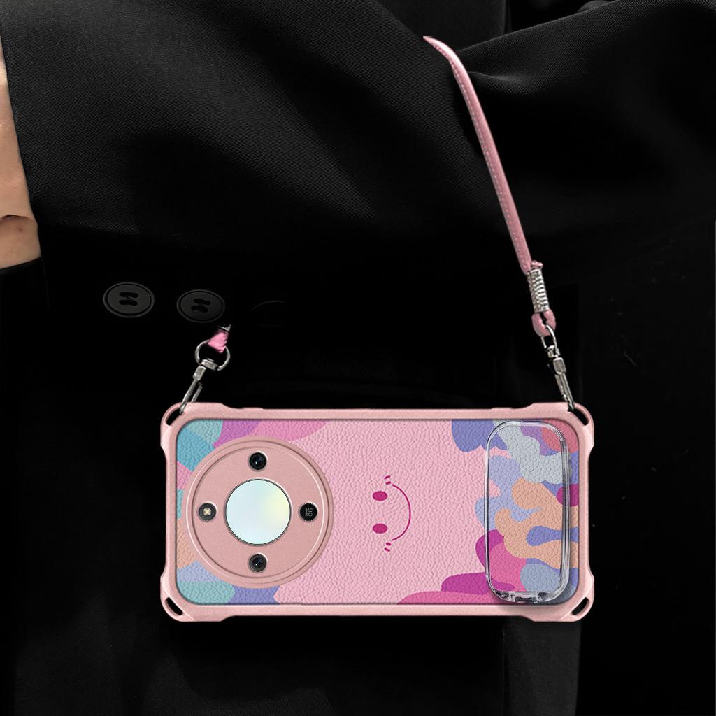 Smiley face is suitable for Honor X70 mobile phone case Honor x60 bracket X50 simple pink X40i anti-drop x30 soft case female