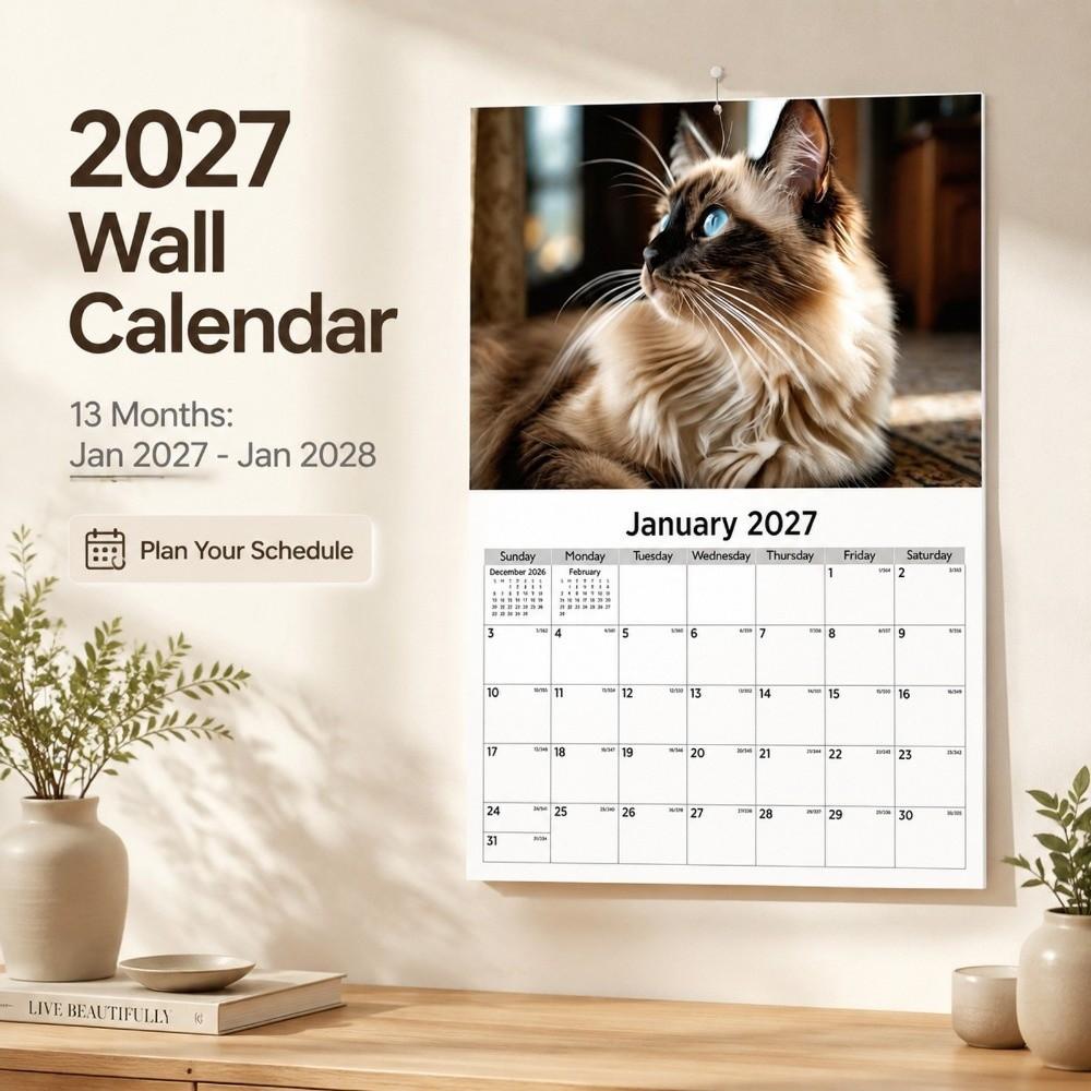 Portable Coil Calendar Thick Paper Monthly Planner Calendar New Year Gift