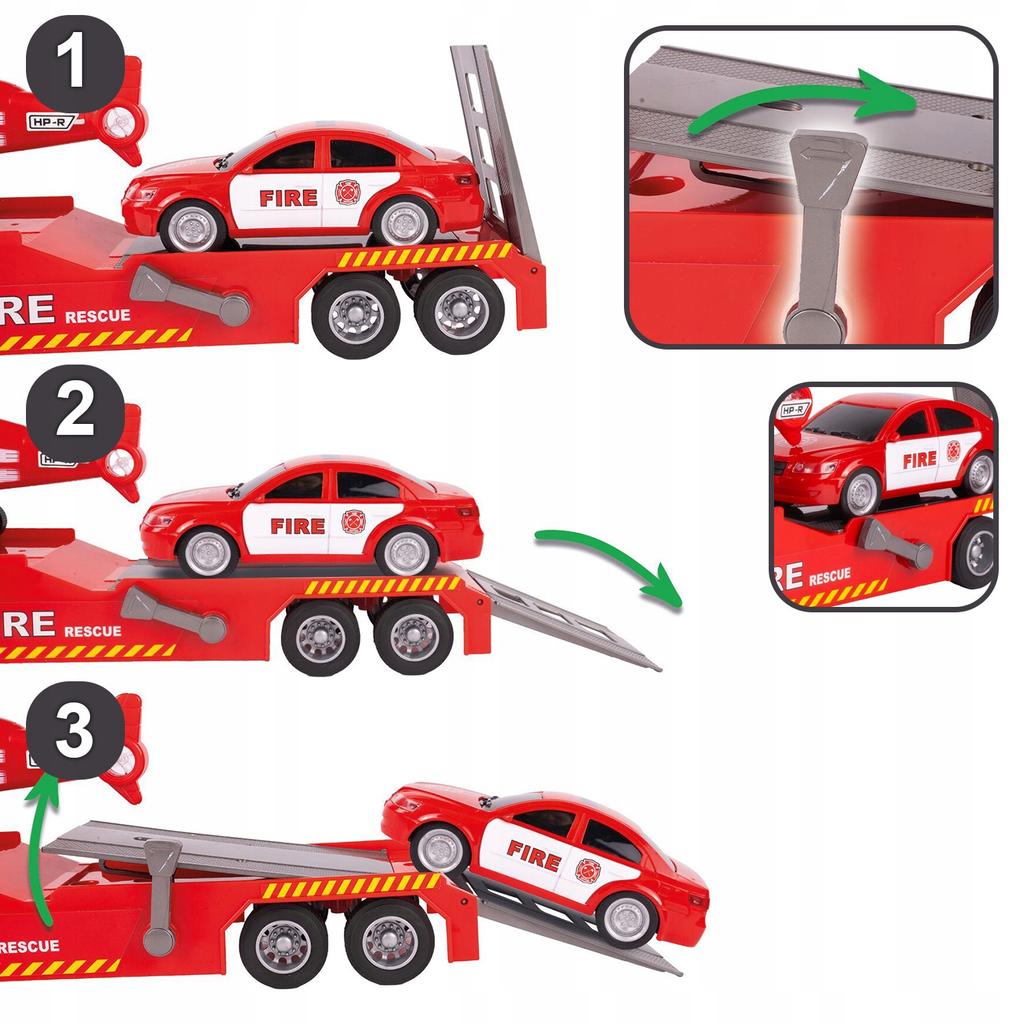 [PACZB] Motorized Fire Truck + Helicopter Car LED Sound Z2365