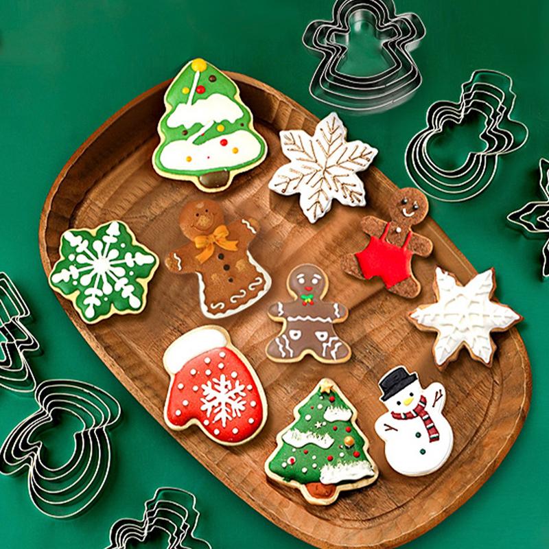 Stainless Steel Christmas Cookie Molds Snowflake Christmas Tree Gingerbread Man Cookie Molds Diy Baking Cookie Molds