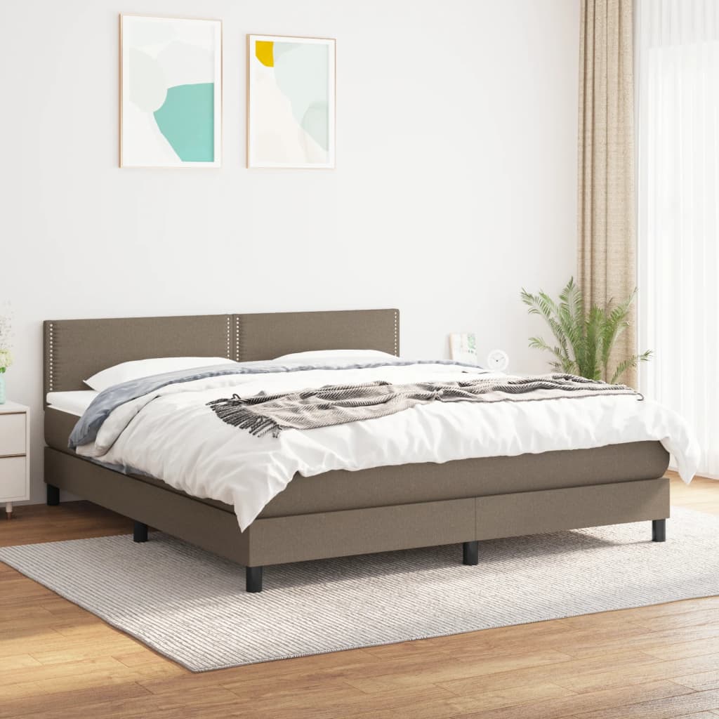 Box Spring Bed with Mattress Taupe 180x200 cm Fabric