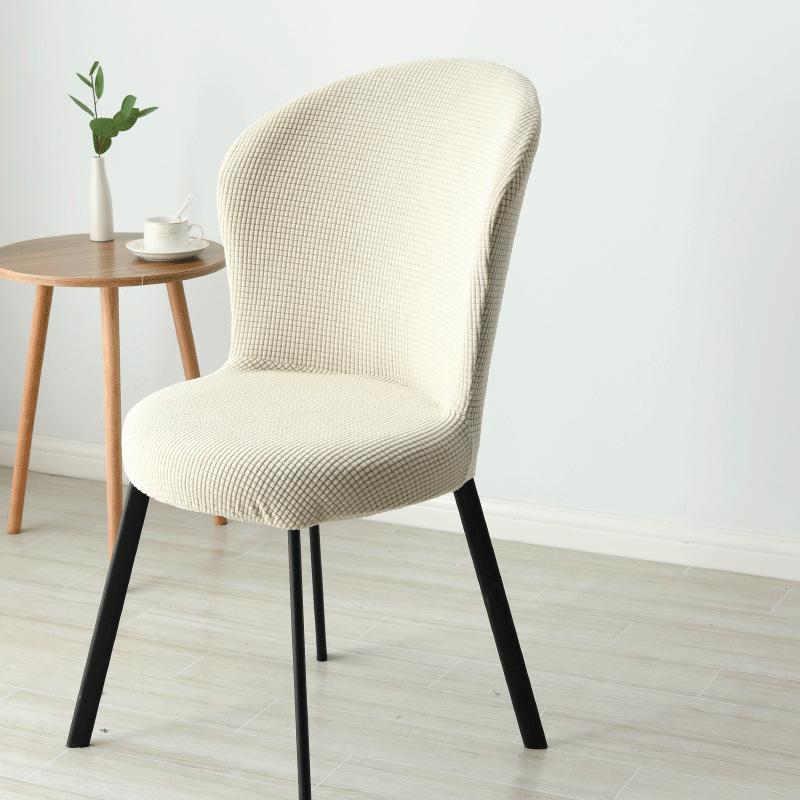 Jacquard Dining Chair Cover Arc Shape Chair Slipcover Stretch Seat Cover Chair Covers for Hotel Banquet Kitchen Bedroom Wedding