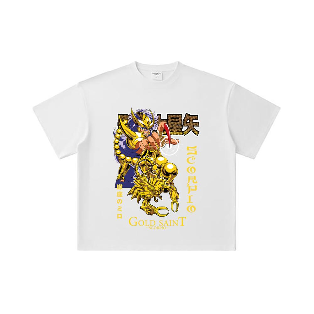 260 GSM Double Yarn 32 Count 100% Cotton Saint Seiya V24 Scorpio Print Unisex Heavy Cotton T Shirt… More