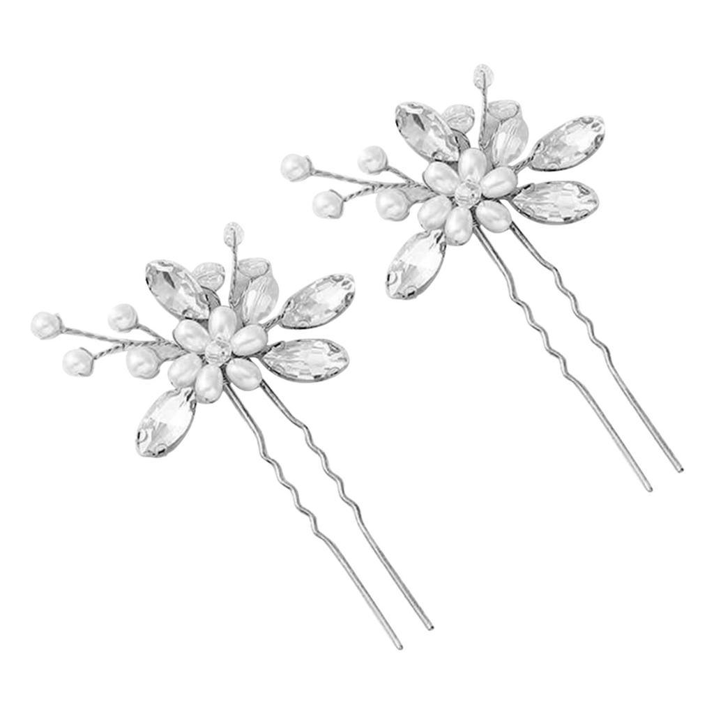 1 Pair Bridal U Shaped Hairpin Elegant Beautiful   Pearl Wedding Hair Clips for Party