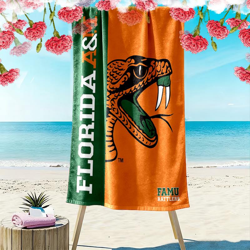 Florida A&M Rattlers Print Beach Towel, Large Soft Quick Dry Towel for Beach Camping Swimming