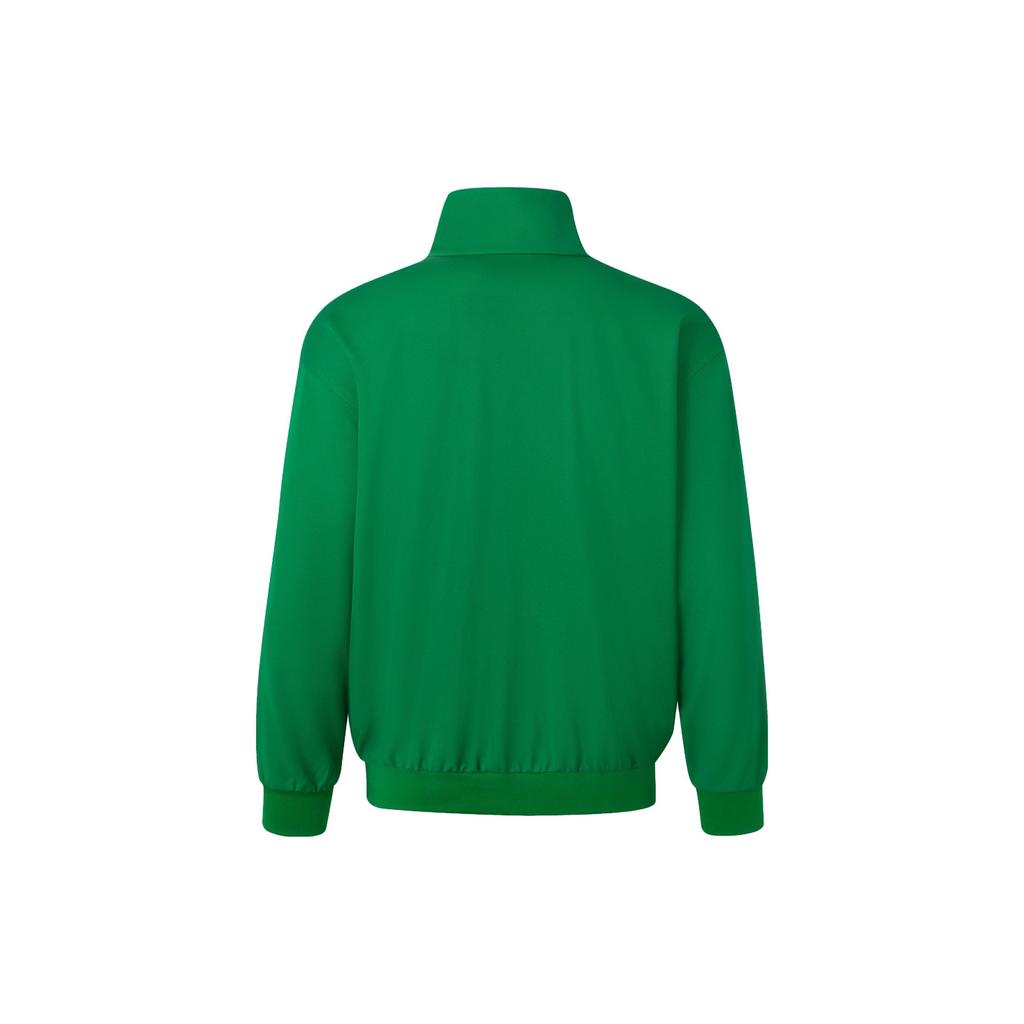 Adidas Originální trefoilový potisk Tříbarevný pruh Stojáček Dlouhý rukáv Tepláková bunda Unisex Top Zelená IT4483