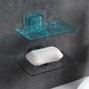 1Pcs Creative Bathroom Wall-mounted Crystal Soap Double Dish Drain Soap Box Portable Soap Dish