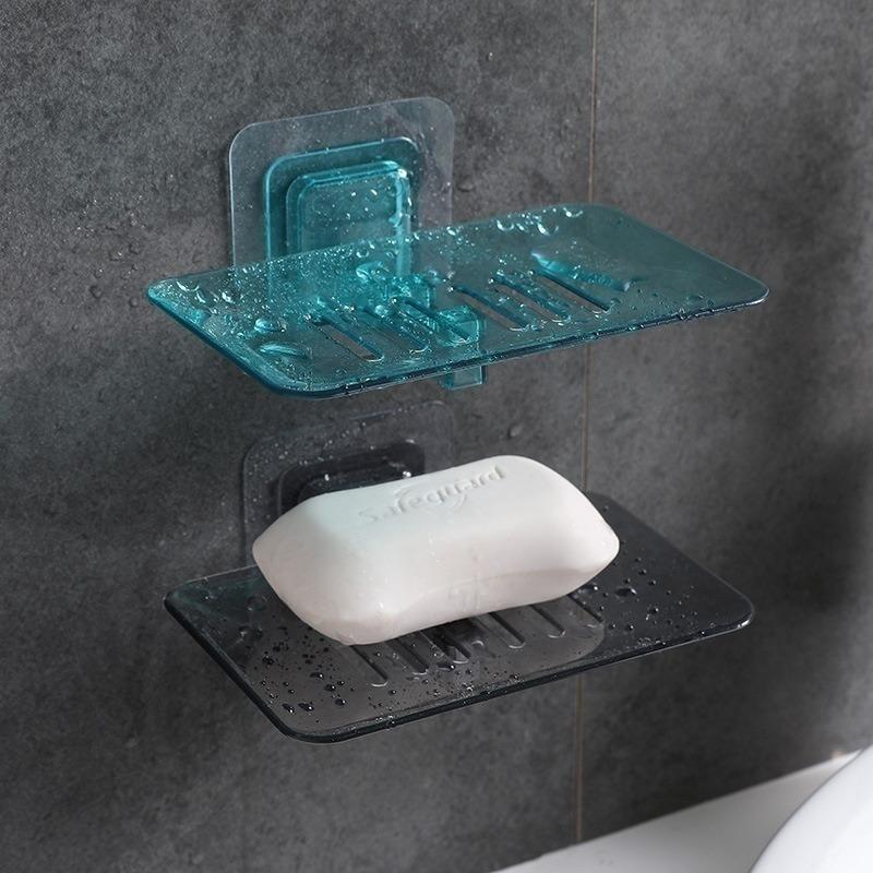 1Pcs Creative Bathroom Wall-mounted Crystal Soap Double Dish Drain Soap Box Portable Soap Dish