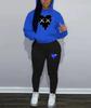 Autumn And Winter Fashion Sports Hooded Sweater Loose Casual Wear Set Smiley Face Pattern Print