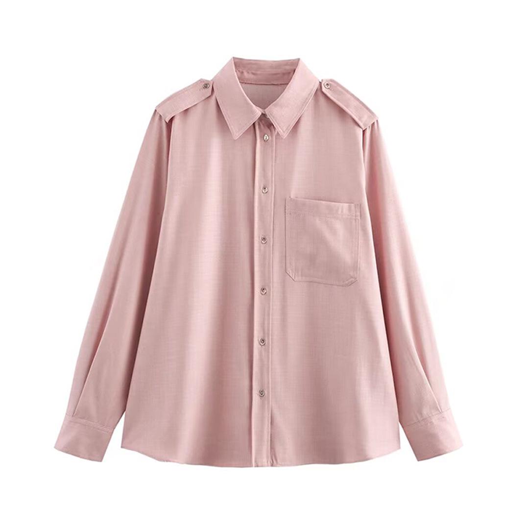 

Весна 2025 Женская европейская и американская рубашка с карманами и повседневные длинные брюки L