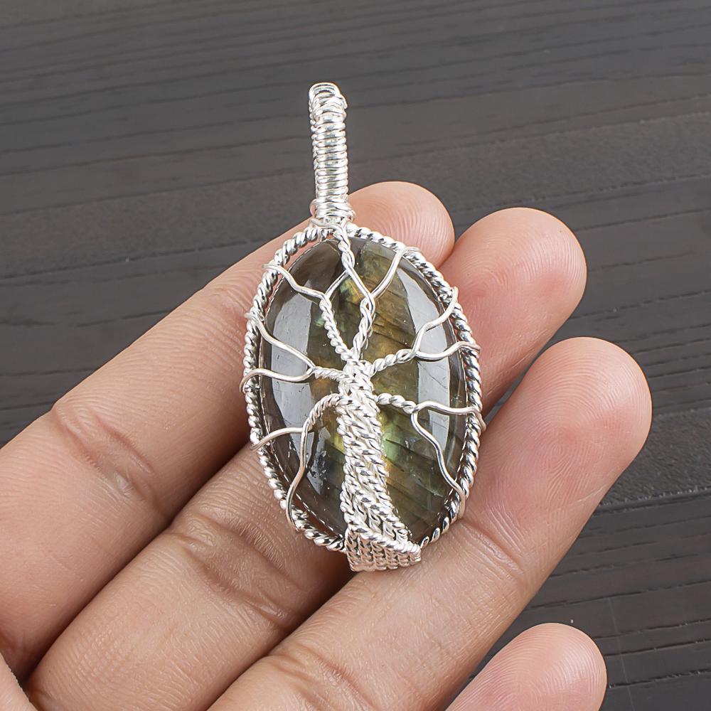 

Natural Labradorite Gemstone 925 Sterling Silver Jewelry Designer Pendant 1.65 AJP-1567