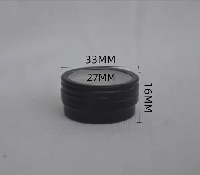 100pcs 10ml Black Aluminum jar 10g Metal Aluminum Tin Container Clear Window Black Cosmetic Containers Nail Storage Jar