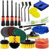 26 PCS Drill Brush Attachments Car Detailing Brush Kit for Auto Includes Scrub Pads Sponges Detailing Brushes Washing Mitt Air Vent Brush Cleaning