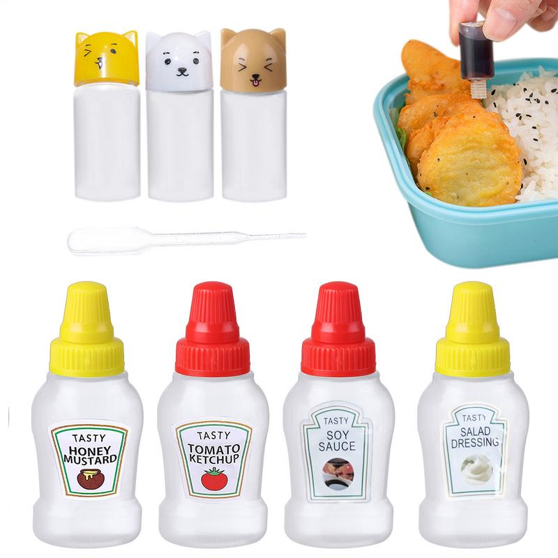 2/3pcs Mini Condiment Bottle Camping Squeeze Bottles for Cookware Bbq Ketchup Oil Cruet Soy Sauce Kitchen Honey Salads Tools