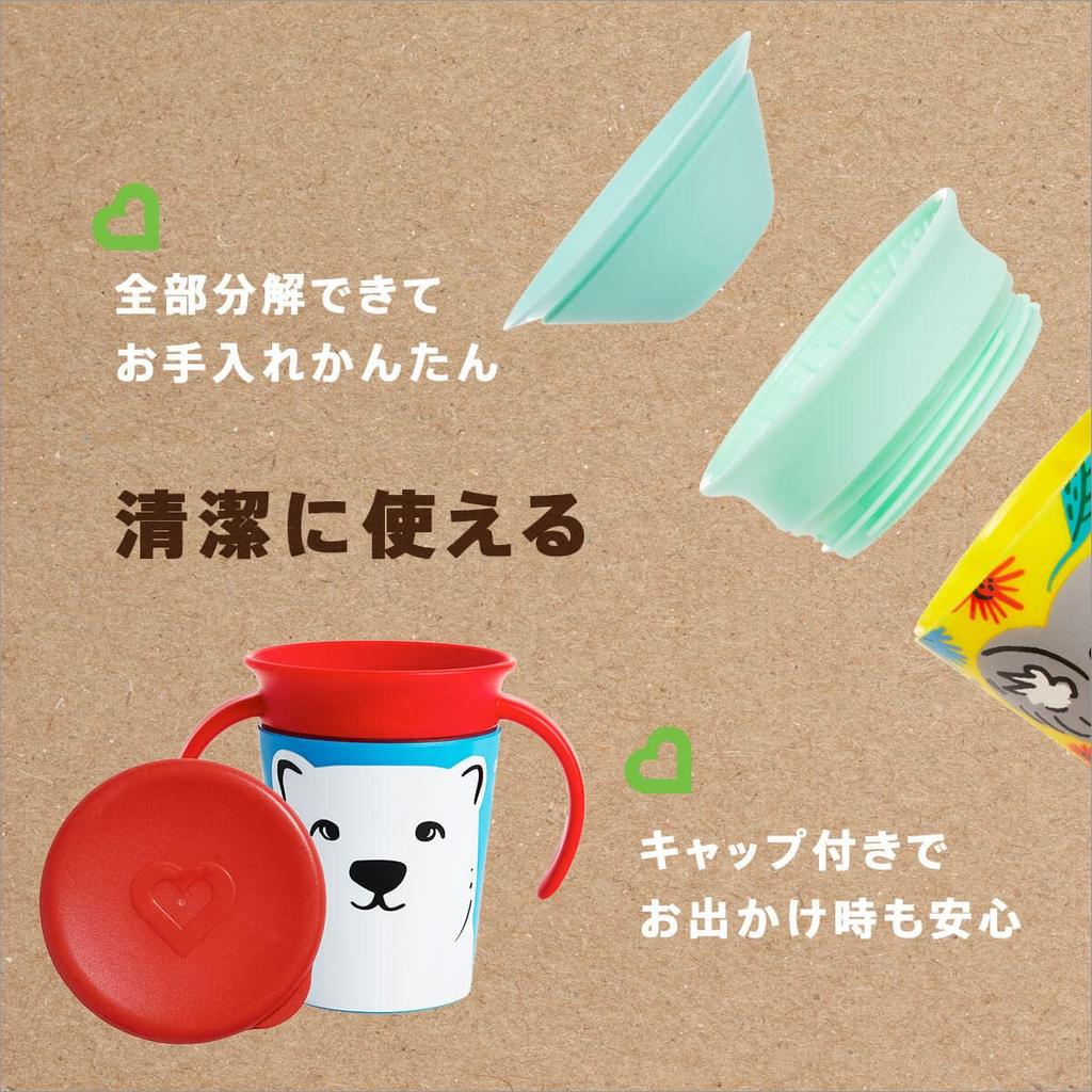 Munchkin Zázračný hrnek s rukojetí Divoká láska Polární medvěd Dětský hrnek na pití s ​​víčkem, nerozlévá se FDMU32242P