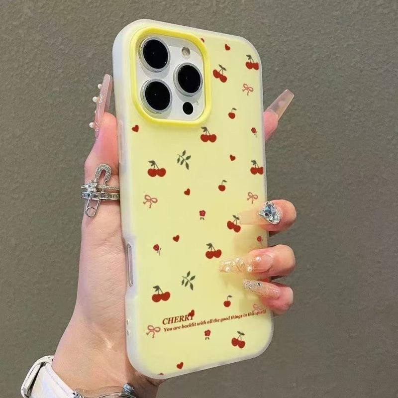 New Red Cherry Case for Apple iPhone 13Pro, 14, 15Pro, 16 & 17 - High-end Girly Niche Design