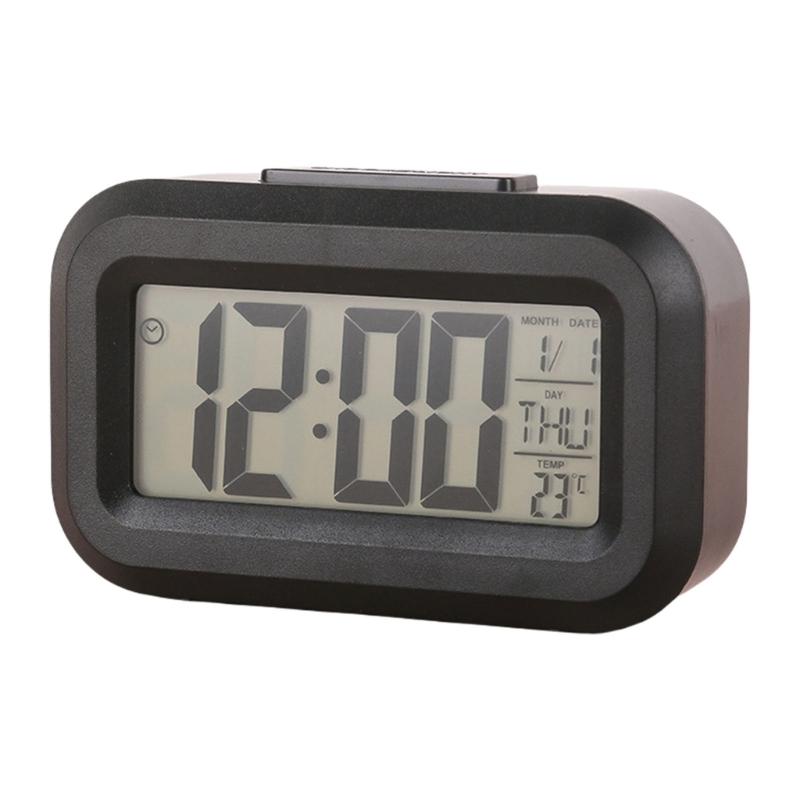 

Bright Backlits Digital Alarm Clock Large Display With Calendar Temperature For Bedroom Elderly Kids чёрный