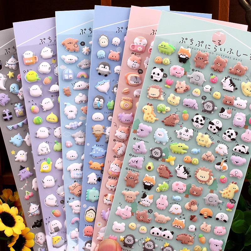 1PC Cartoon DIY 3D Stickers Creative Animal Relief Stickers DIY Scrapbook Diary Stickers School Stationery
