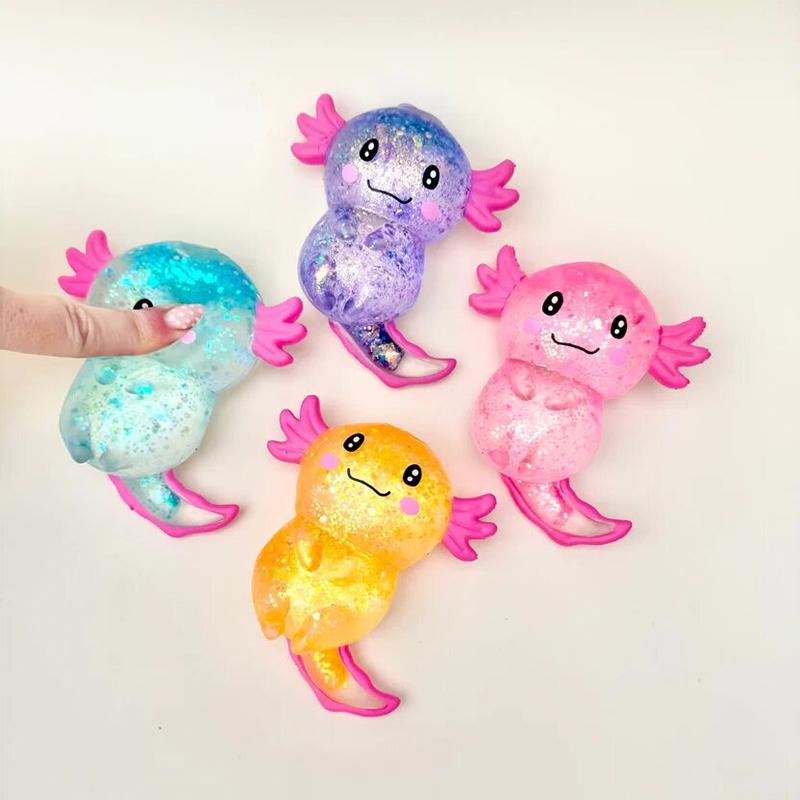 Colorful Aurora Axolotl Squeeze Toy Cute Animal Stress Relief Decompression Stretch Toy Crystal Duck Sensory Toys Holiday Gift