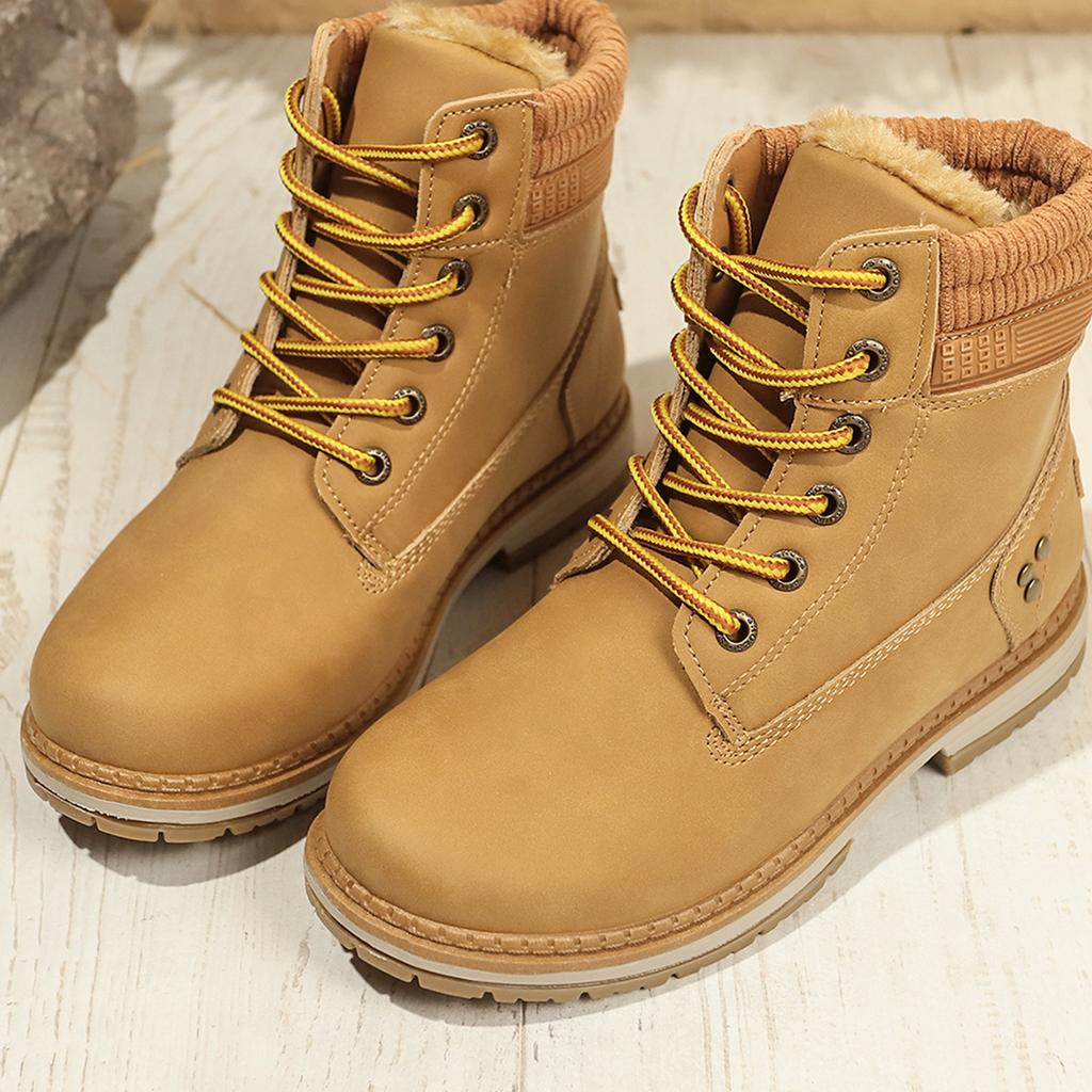 New Velvet Women's Martin Boots British Casual Large Size Flat-bottomed Warm Short Boots Non-slip Women's Shoes