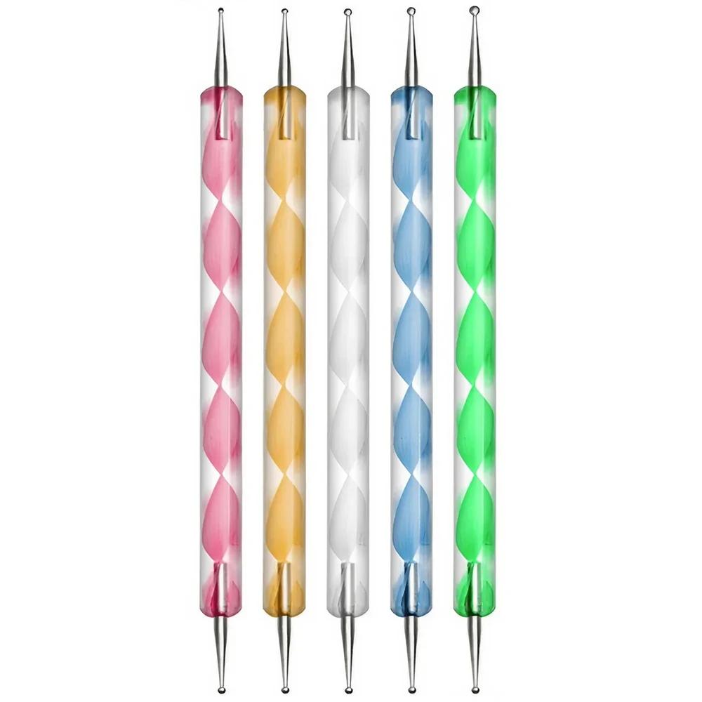 

5Pcs Acrylic Nail Art Dotting Pen UV Gel Double Head Brush Rhinestone Picker Nail Painting Tools Set