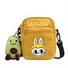 LABUBU canvas bag LABUBU peripheral small square bag doll nylon canvas lightweight simple versatile crossbody bag