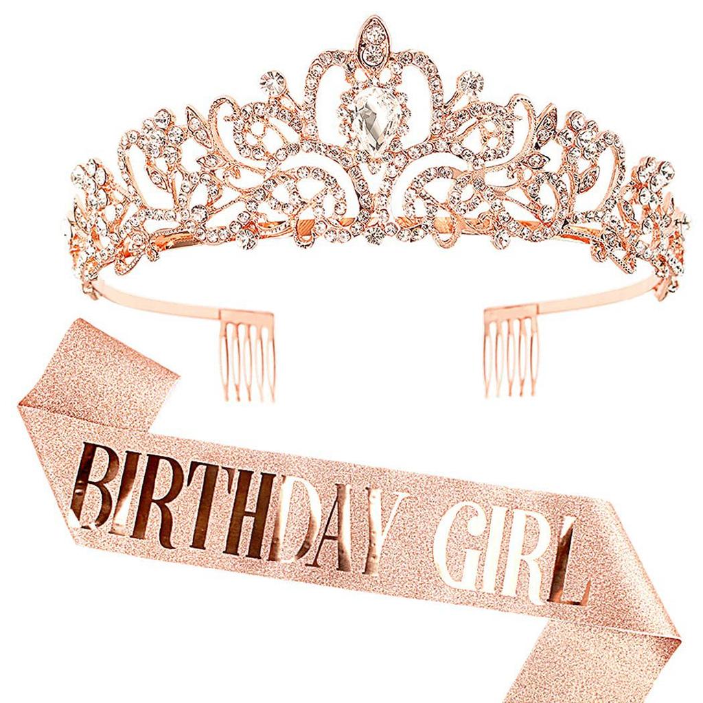 1/2set Birthday Shoulder Strap Crown Dress Up Set Birthday Queen/Girl Set Ceremony Shoulder Strap Party Decoration Supplies