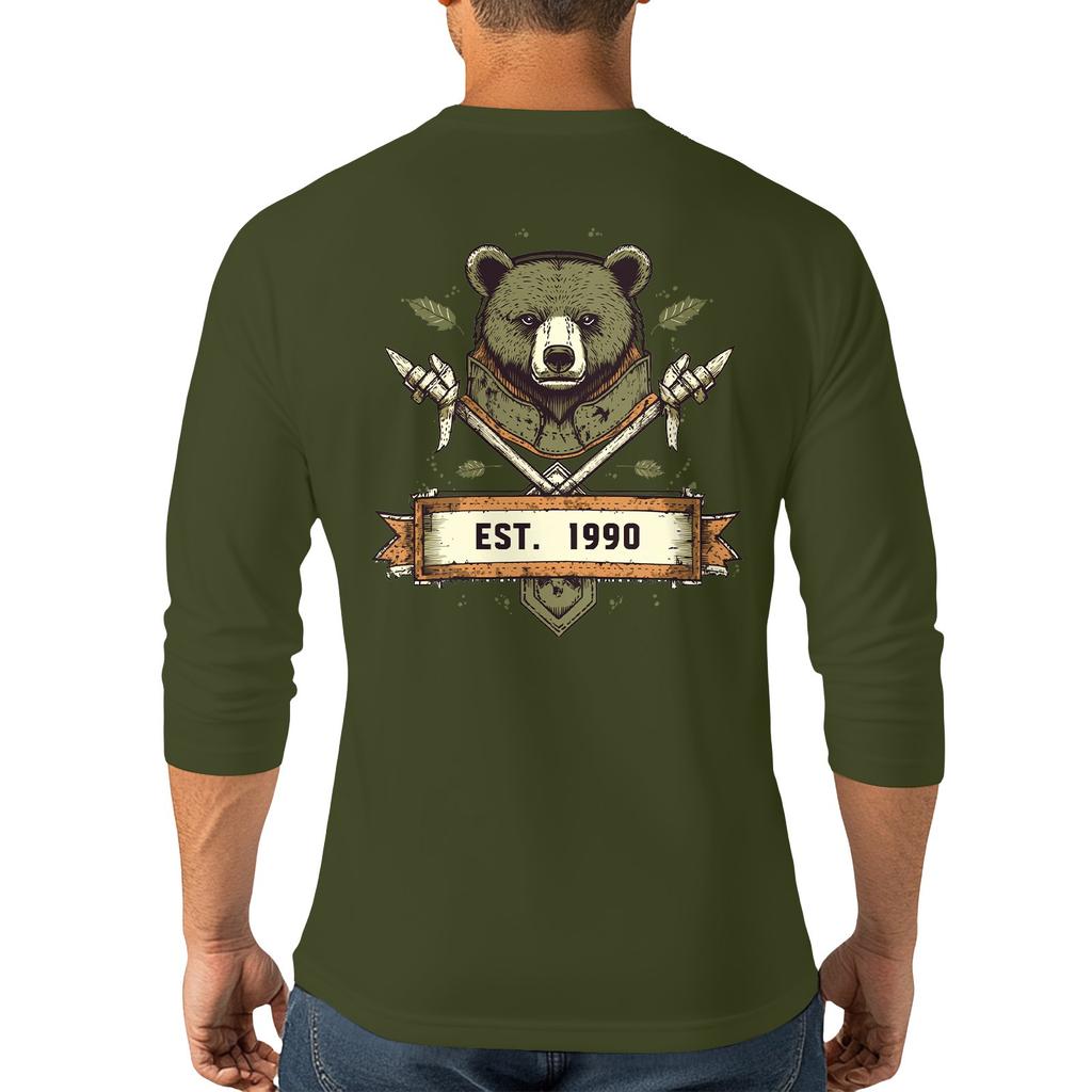 Men's Casual and Fashionable Printed Collar Three-quarter Sleeve Top T-shirt