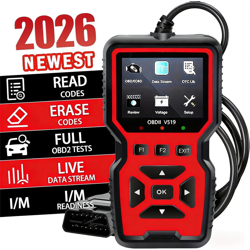 2026 V519 Professioneller OBD2-Scanner - USB-betrieben, Echtzeit-Daten-Diagnosewerkzeug zur Überprüfung von Motorkontrollleuchten in den meisten Autos