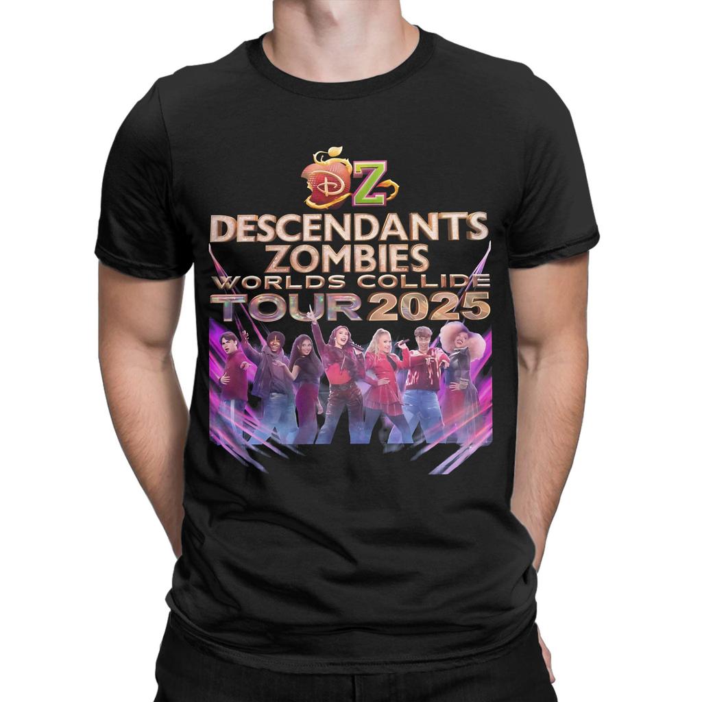 Printed Descendants Zombies Worlds Collide Tour 2025 5881271464.6490 Tshirts Men's Cotton Short Sleeve O-neck Summer TopsTops